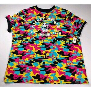 Mickey Mouse T-shirt 2XL Mens Multicolor Camo Limited Edition New With Tags